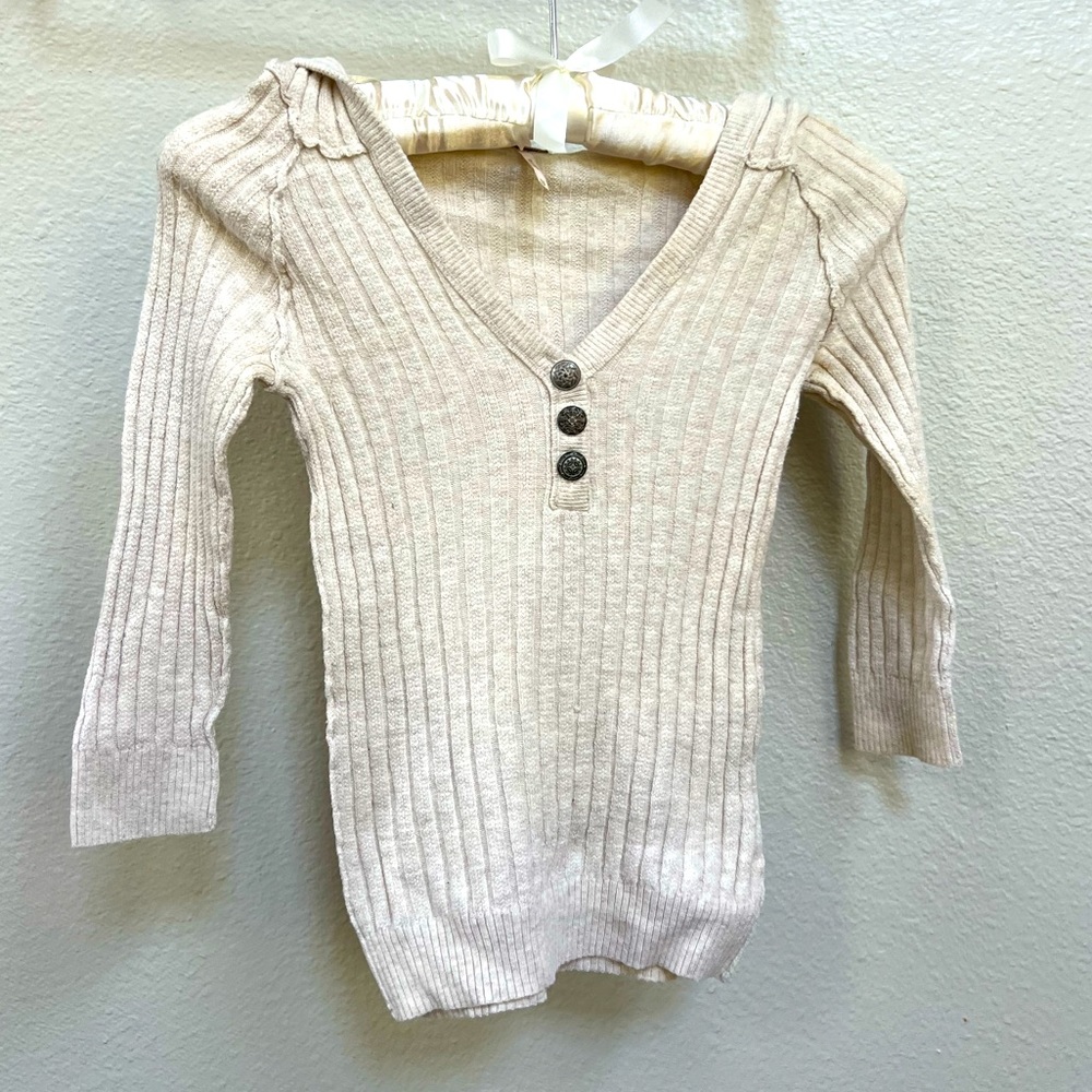 Free People hooded 3/4 sleeves top